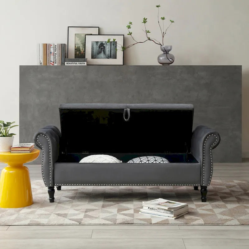 Kata Velvet Rectangular Storage Ottoman Sofa Stool Bench