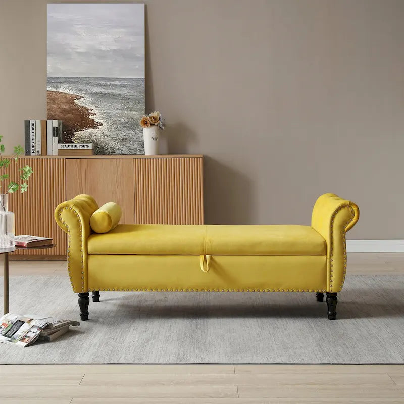 Kata Velvet Rectangular Storage Ottoman Sofa Stool Bench
