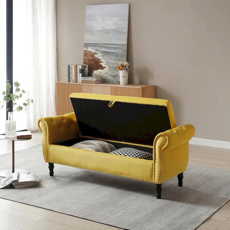Kata Velvet Rectangular Storage Ottoman Sofa Stool Bench