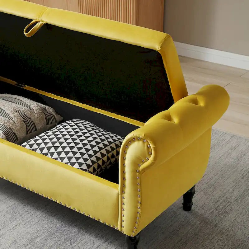 Kata Velvet Rectangular Storage Ottoman Sofa Stool Bench