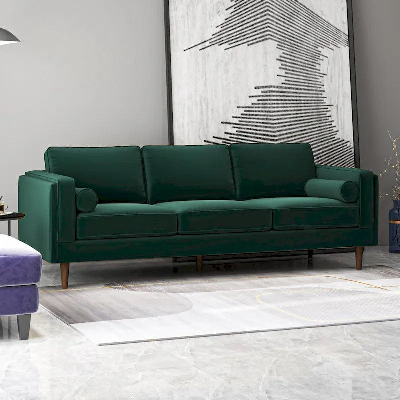 Flavia Samtsofa im modernen Mid-Century-Stil mit gepolsterter Rückenlehne