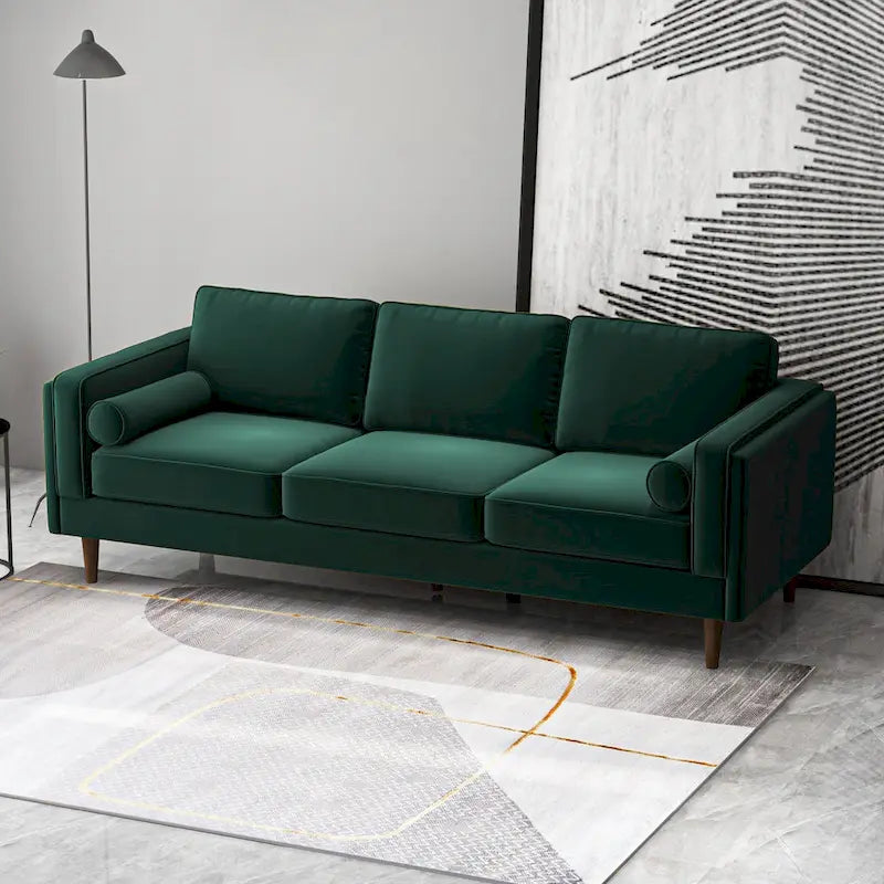 Flavia Samtsofa im modernen Mid-Century-Stil mit gepolsterter Rückenlehne
