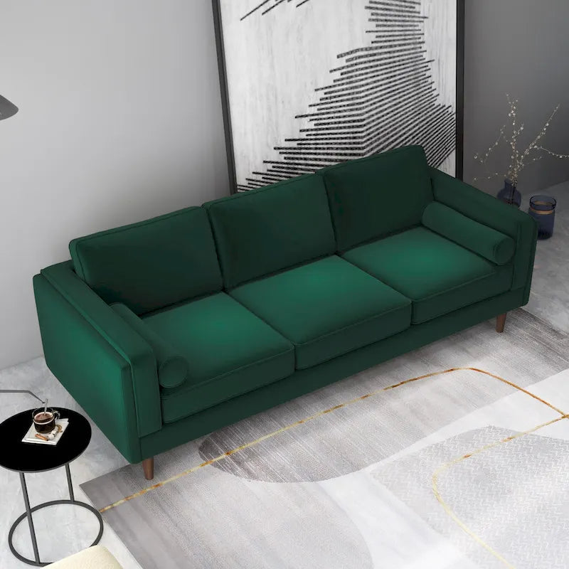 Flavia Samtsofa im modernen Mid-Century-Stil mit gepolsterter Rückenlehne