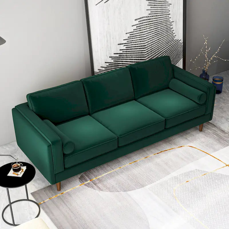 Flavia Samtsofa im modernen Mid-Century-Stil mit gepolsterter Rückenlehne