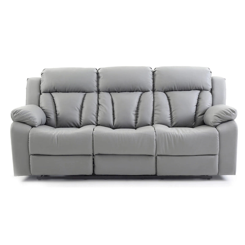 Daria rechte relaxbank van imitatieleer met uitlopende armleuningen, 85 in. B - 37L x 85W x 41H