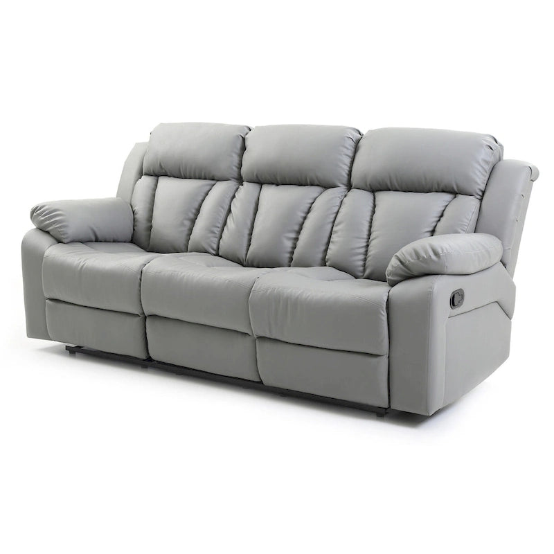 Daria rechte relaxbank van imitatieleer met uitlopende armleuningen, 85 in. B - 37L x 85W x 41H