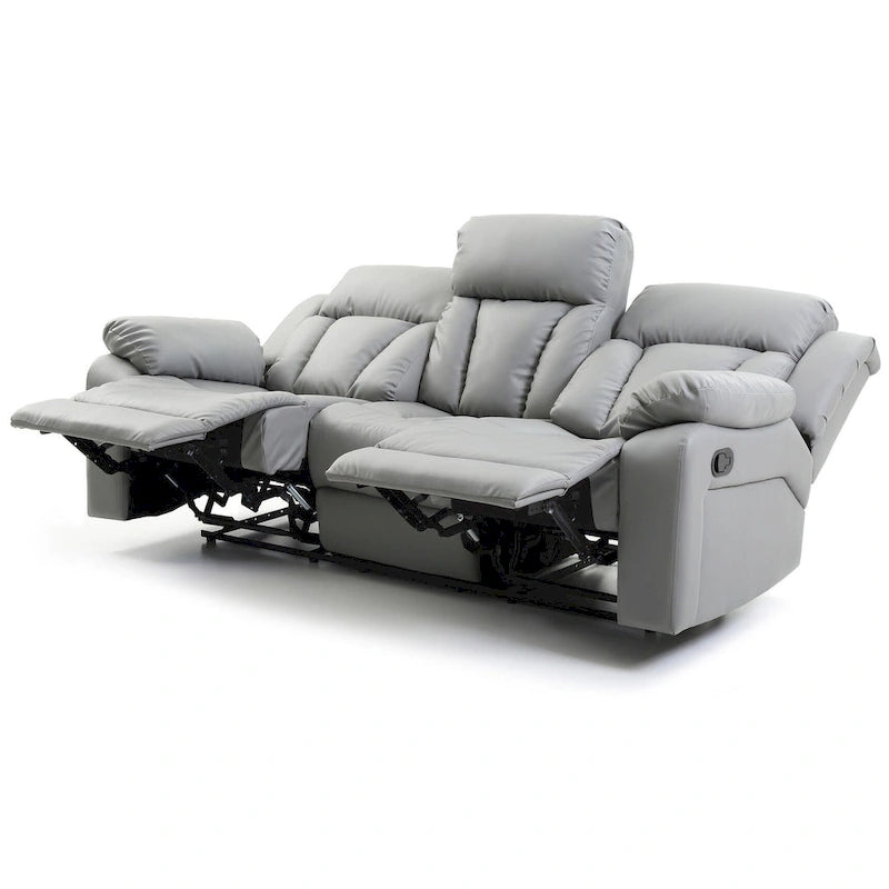 Daria rechte relaxbank van imitatieleer met uitlopende armleuningen, 85 in. B - 37L x 85W x 41H