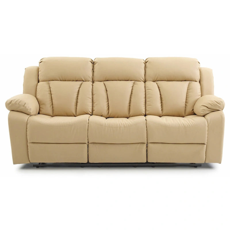 Daria rechte relaxbank van imitatieleer met uitlopende armleuningen, 85 in. B - 37L x 85W x 41H