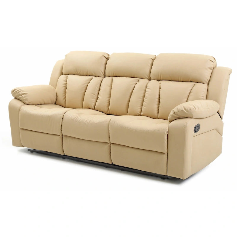 Daria rechte relaxbank van imitatieleer met uitlopende armleuningen, 85 in. B - 37L x 85W x 41H