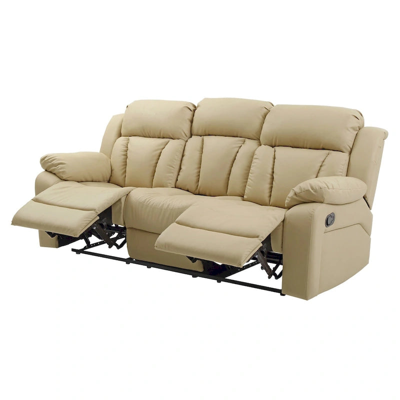Daria rechte relaxbank van imitatieleer met uitlopende armleuningen, 85 in. B - 37L x 85W x 41H