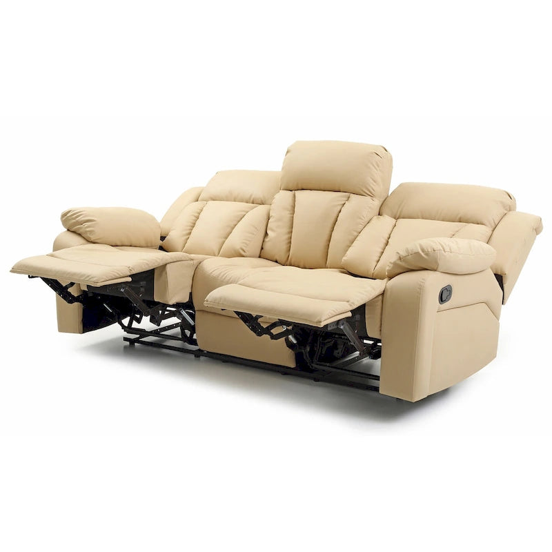 Daria rechte relaxbank van imitatieleer met uitlopende armleuningen, 85 in. B - 37L x 85W x 41H