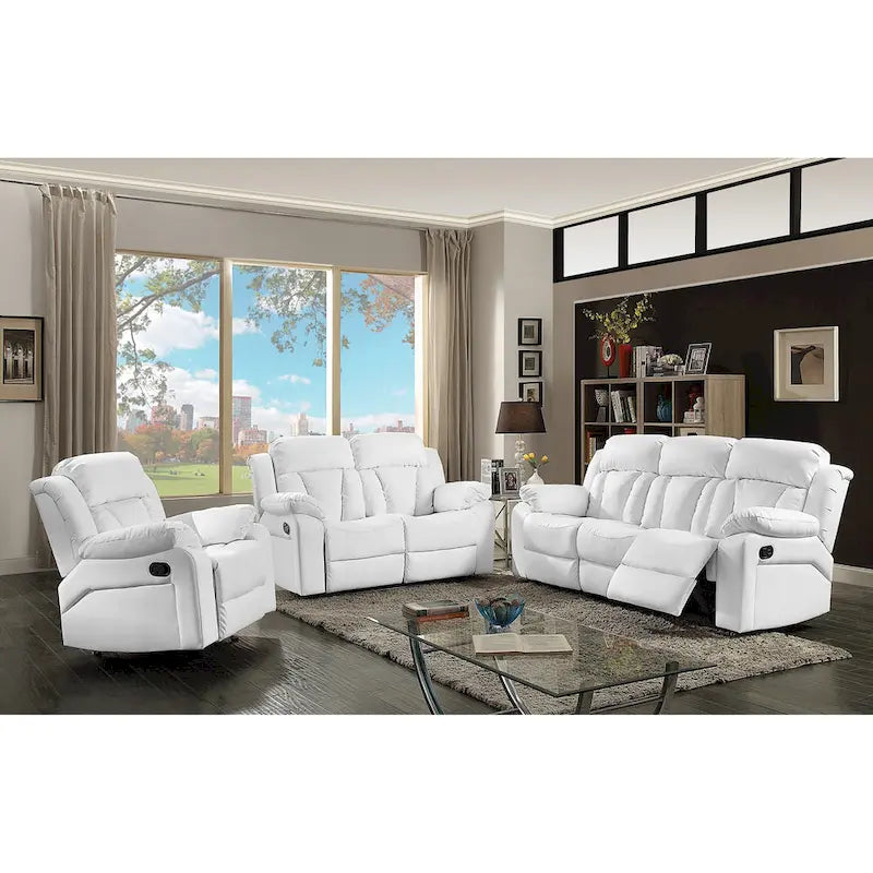 Daria rechte relaxbank van imitatieleer met uitlopende armleuningen, 85 in. B - 37L x 85W x 41H