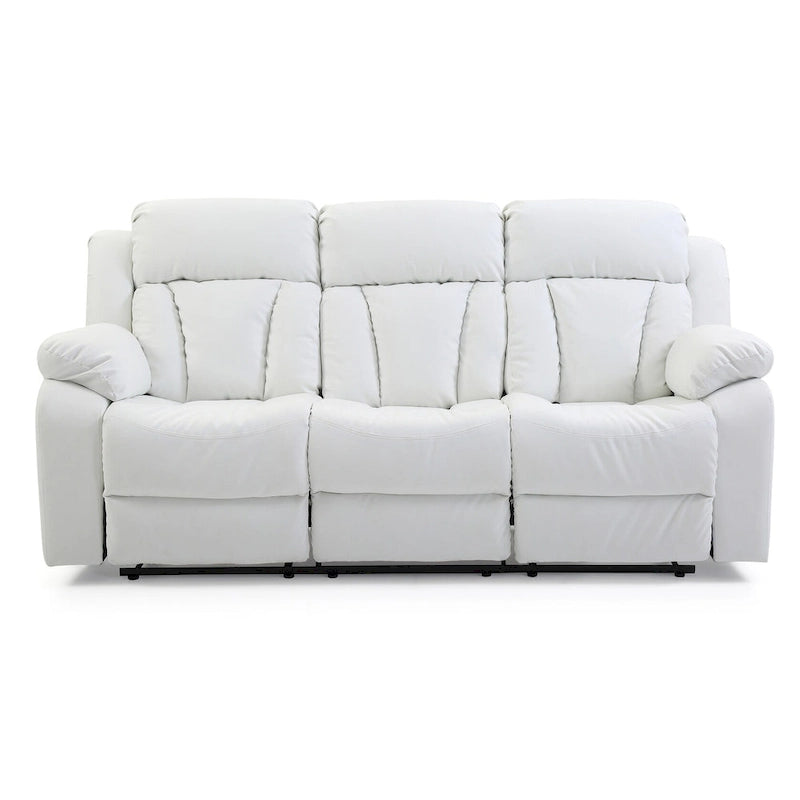 Daria rechte relaxbank van imitatieleer met uitlopende armleuningen, 85 in. B - 37L x 85W x 41H