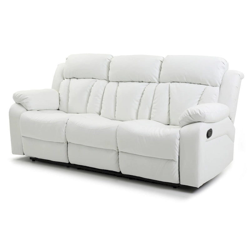 Daria rechte relaxbank van imitatieleer met uitlopende armleuningen, 85 in. B - 37L x 85W x 41H