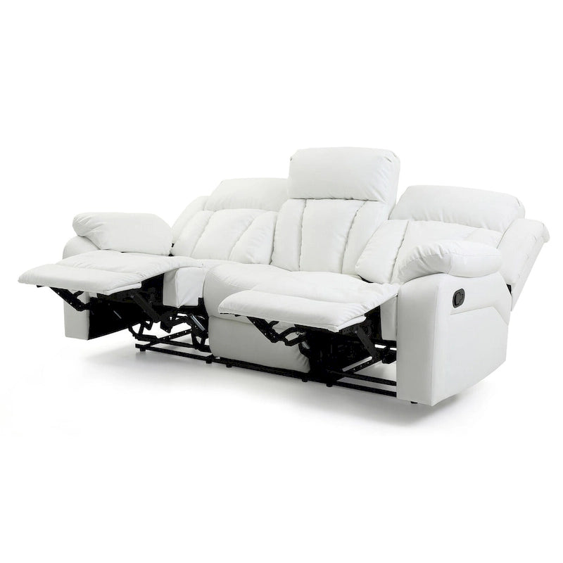 Daria rechte relaxbank van imitatieleer met uitlopende armleuningen, 85 in. B - 37L x 85W x 41H