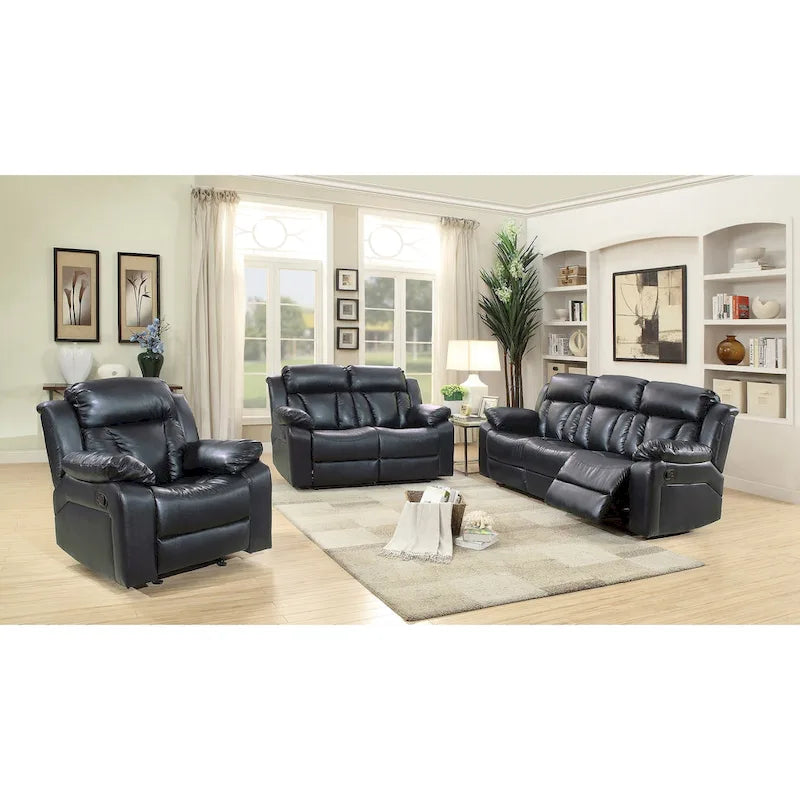 Daria rechte relaxbank van imitatieleer met uitlopende armleuningen, 85 in. B - 37L x 85W x 41H