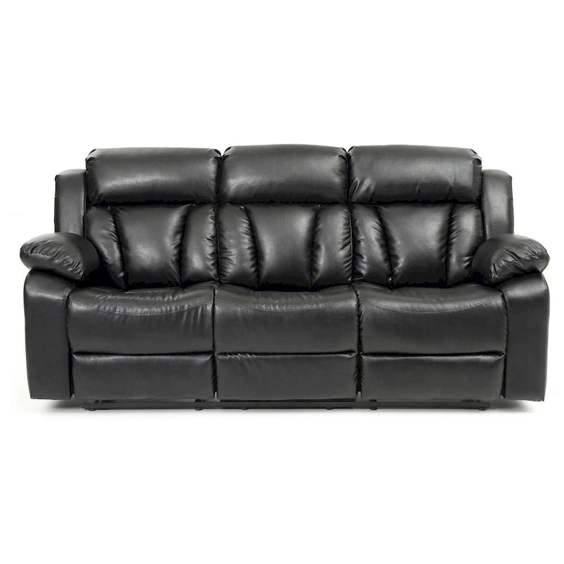 Daria rechte relaxbank van imitatieleer met uitlopende armleuningen, 85 in. B - 37L x 85W x 41H