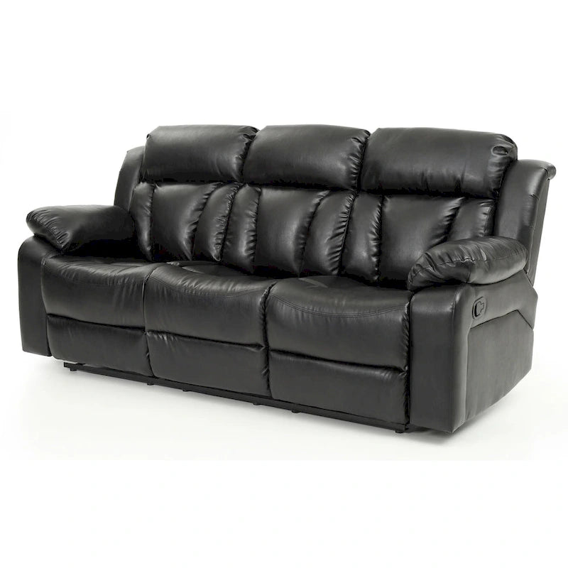 Daria rechte relaxbank van imitatieleer met uitlopende armleuningen, 85 in. B - 37L x 85W x 41H