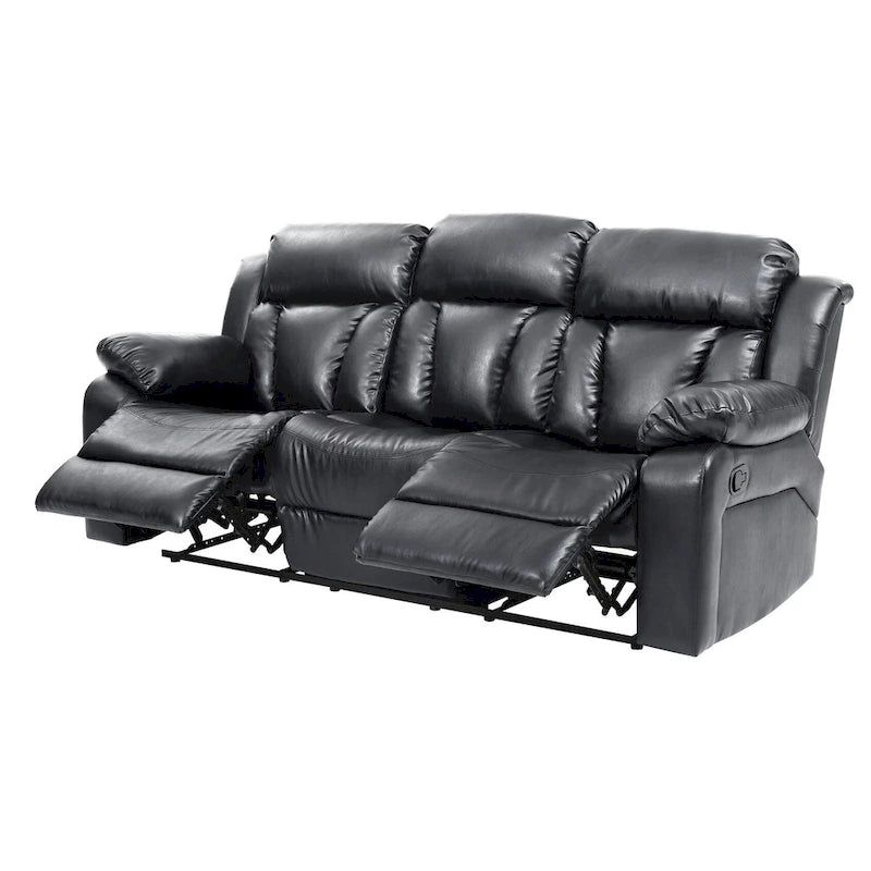 Daria rechte relaxbank van imitatieleer met uitlopende armleuningen, 85 in. B - 37L x 85W x 41H