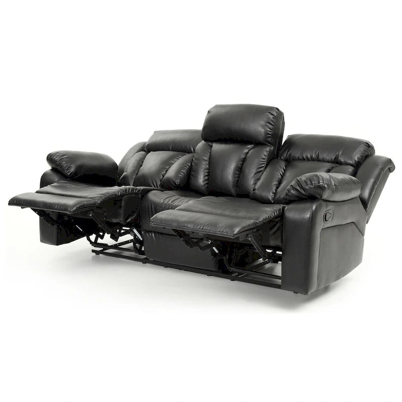 Daria rechte relaxbank van imitatieleer met uitlopende armleuningen, 85 in. B - 37L x 85W x 41H