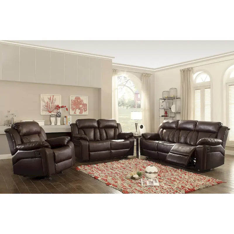 Daria rechte relaxbank van imitatieleer met uitlopende armleuningen, 85 in. B - 37L x 85W x 41H