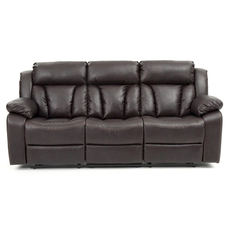 Daria rechte relaxbank van imitatieleer met uitlopende armleuningen, 85 in. B - 37L x 85W x 41H