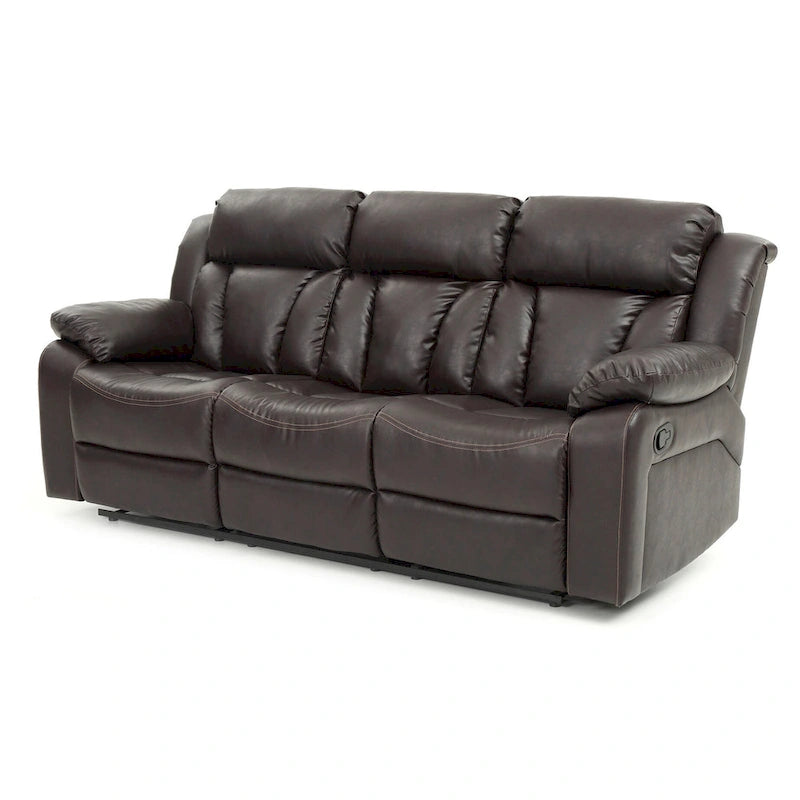Daria rechte relaxbank van imitatieleer met uitlopende armleuningen, 85 in. B - 37L x 85W x 41H