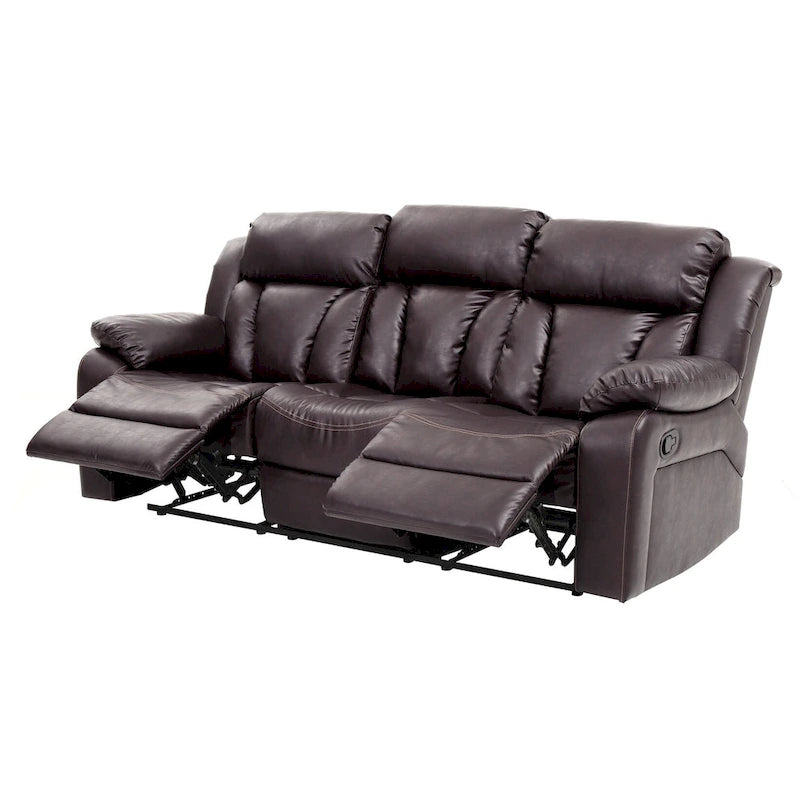 Daria rechte relaxbank van imitatieleer met uitlopende armleuningen, 85 in. B - 37L x 85W x 41H