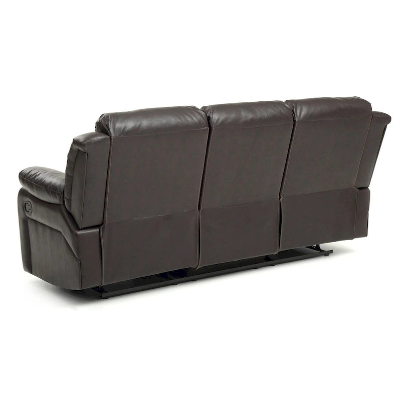 Daria rechte relaxbank van imitatieleer met uitlopende armleuningen, 85 in. B - 37L x 85W x 41H