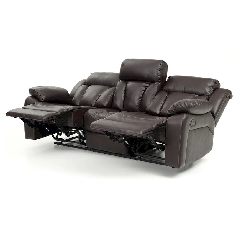 Daria rechte relaxbank van imitatieleer met uitlopende armleuningen, 85 in. B - 37L x 85W x 41H