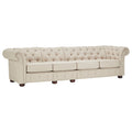 Divano modulare Chesterfield Knightsbridge in lino beige con capitonné di iNSPIRE Q Artisan