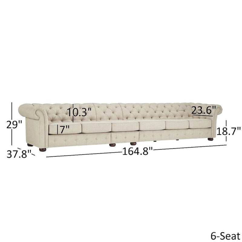 Divano modulare Chesterfield Knightsbridge in lino beige con capitonné di iNSPIRE Q Artisan