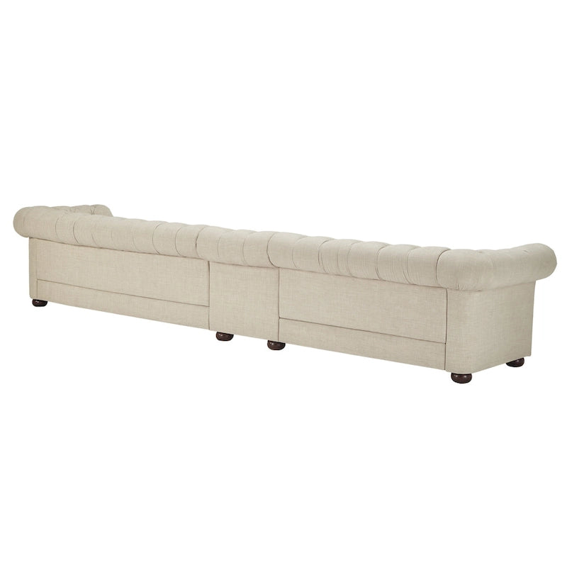 Divano modulare Chesterfield Knightsbridge in lino beige con capitonné di iNSPIRE Q Artisan