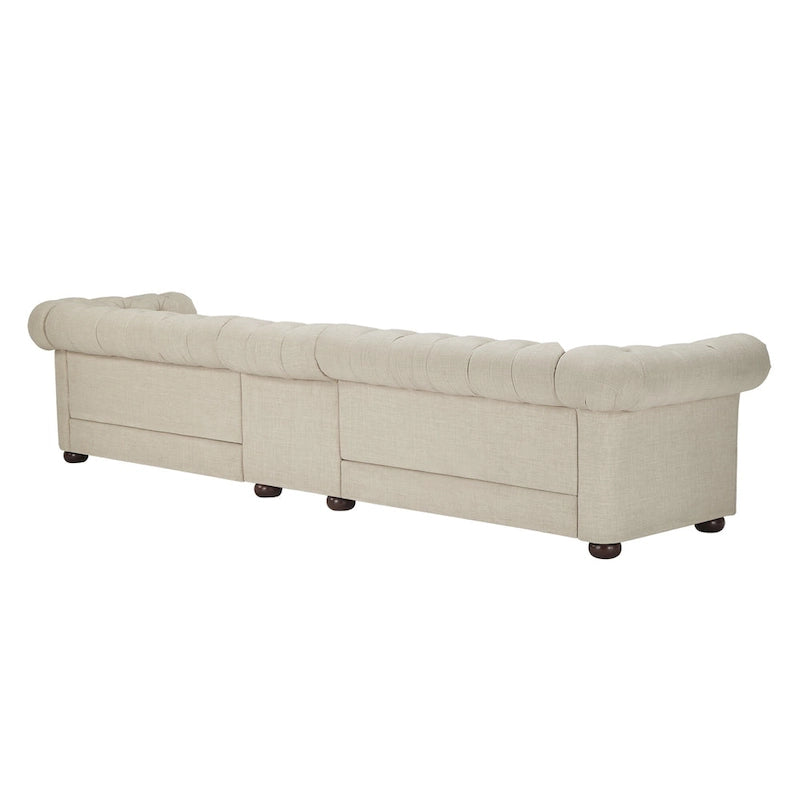Divano modulare Chesterfield Knightsbridge in lino beige con capitonné di iNSPIRE Q Artisan