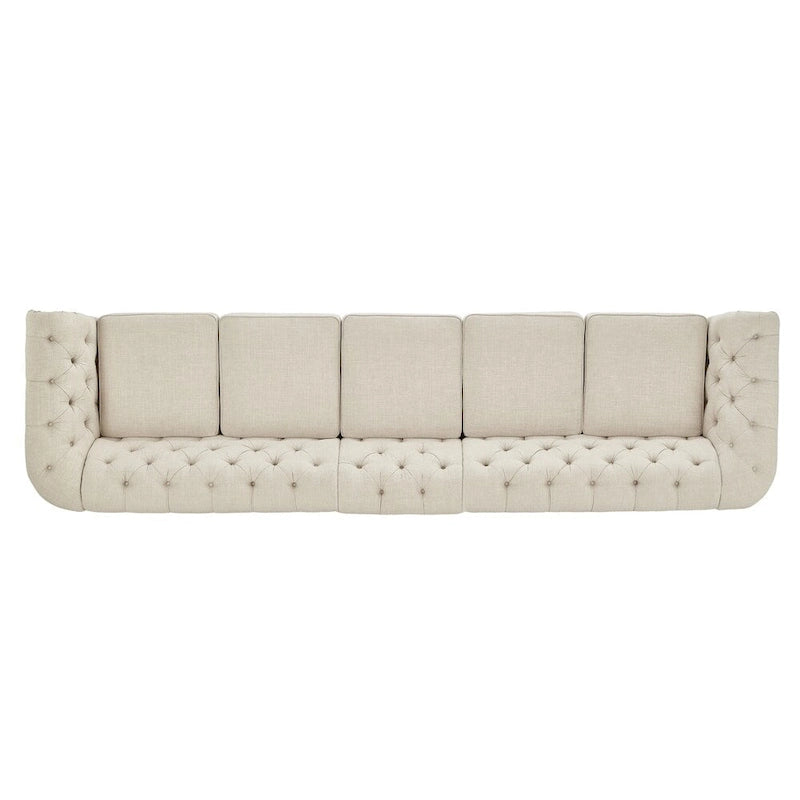 Divano modulare Chesterfield Knightsbridge in lino beige con capitonné di iNSPIRE Q Artisan