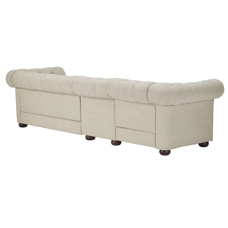 Divano modulare Chesterfield Knightsbridge in lino beige con capitonné di iNSPIRE Q Artisan