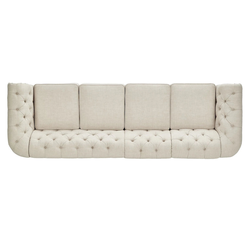 Divano modulare Chesterfield Knightsbridge in lino beige con capitonné di iNSPIRE Q Artisan