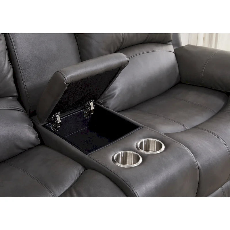 Betsy Furniture 2 részes, ragasztott bőr borítású, motorosan dönthető nappali garnitúra: kanapé és kétszemélyes kanapé