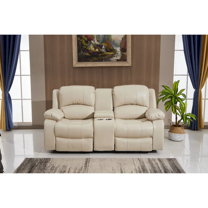 Betsy Furniture 2 részes, ragasztott bőr borítású, motorosan dönthető nappali garnitúra: kanapé és kétszemélyes kanapé