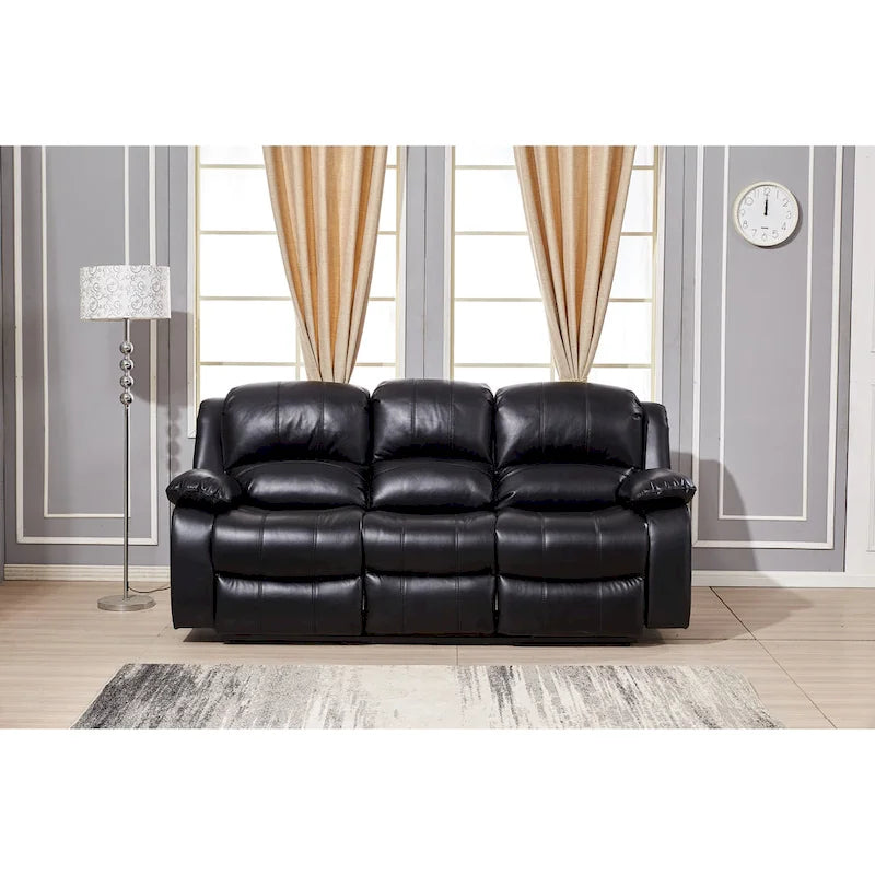 Betsy Furniture 2 részes, ragasztott bőr borítású, motorosan dönthető nappali garnitúra: kanapé és kétszemélyes kanapé
