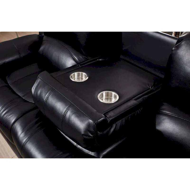 Betsy Furniture 2 részes, ragasztott bőr borítású, motorosan dönthető nappali garnitúra: kanapé és kétszemélyes kanapé