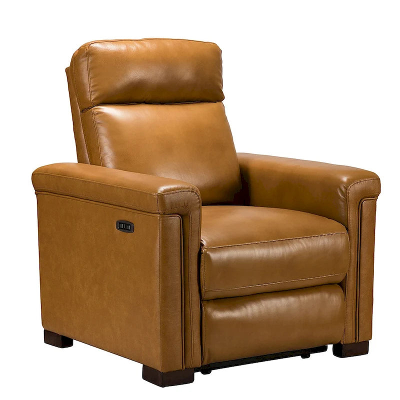 Fauteuil inclinable électrique Alicia de 34,65 pouces de largeur, classique contemporain en cuir véritable avec port USB (ensemble de 2)