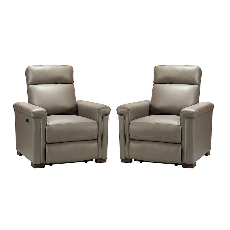 Fauteuil inclinable électrique Alicia de 34,65 pouces de largeur, classique contemporain en cuir véritable avec port USB (ensemble de 2)