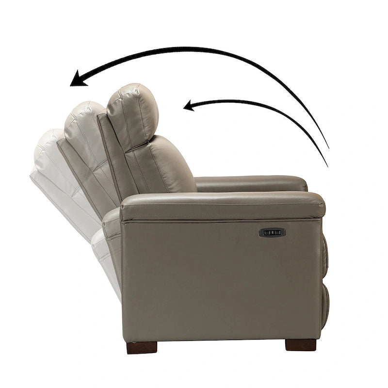 Fauteuil inclinable électrique Alicia de 34,65 pouces de largeur, classique contemporain en cuir véritable avec port USB (ensemble de 2)