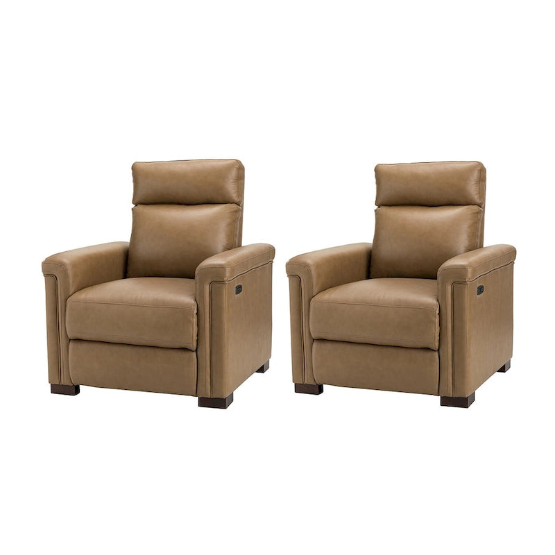 Fauteuil inclinable électrique Alicia de 34,65 pouces de largeur, classique contemporain en cuir véritable avec port USB (ensemble de 2)