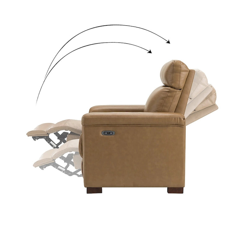Fauteuil inclinable électrique Alicia de 34,65 pouces de largeur, classique contemporain en cuir véritable avec port USB (ensemble de 2)