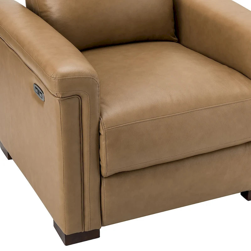 Fauteuil inclinable électrique Alicia de 34,65 pouces de largeur, classique contemporain en cuir véritable avec port USB (ensemble de 2)