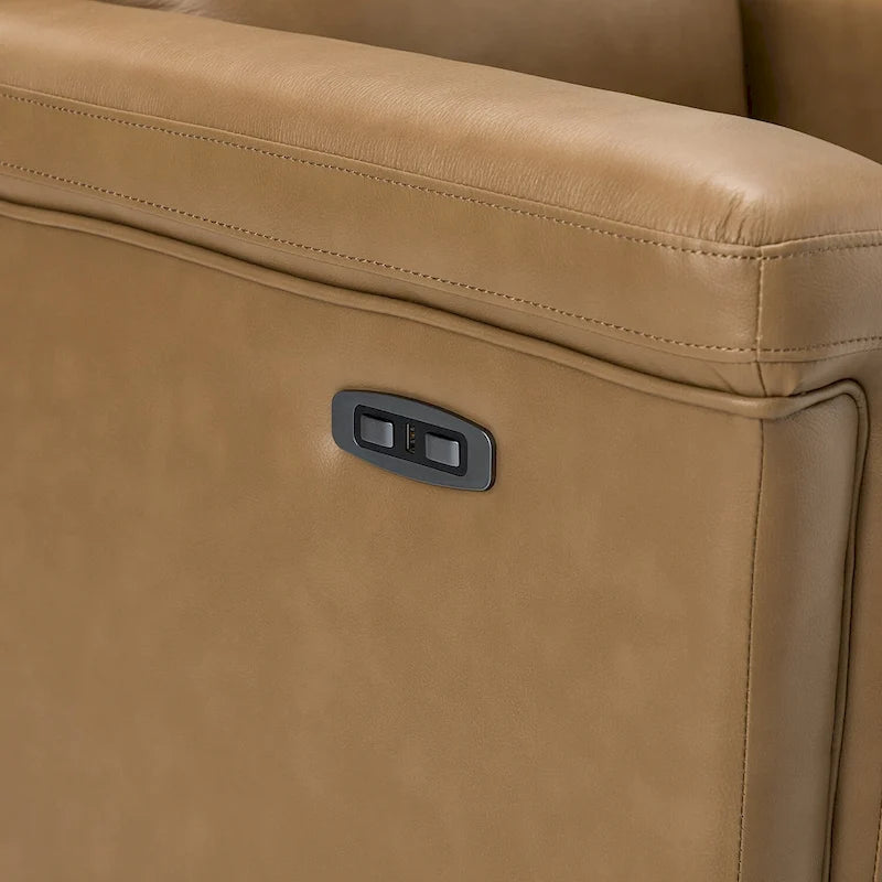 Fauteuil inclinable électrique Alicia de 34,65 pouces de largeur, classique contemporain en cuir véritable avec port USB (ensemble de 2)