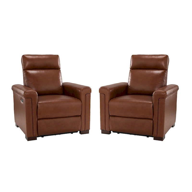 Fauteuil inclinable électrique Alicia de 34,65 pouces de largeur, classique contemporain en cuir véritable avec port USB (ensemble de 2)