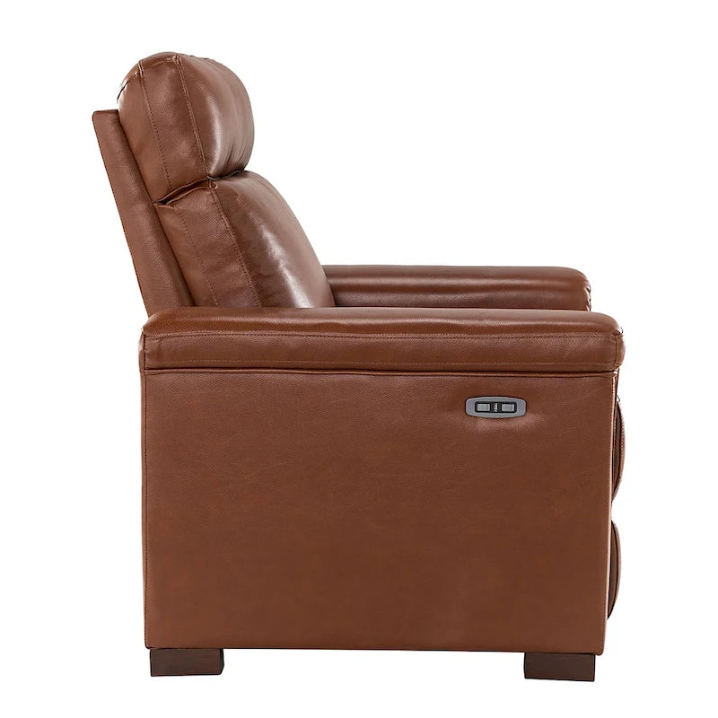 Fauteuil inclinable électrique Alicia de 34,65 pouces de largeur, classique contemporain en cuir véritable avec port USB (ensemble de 2)